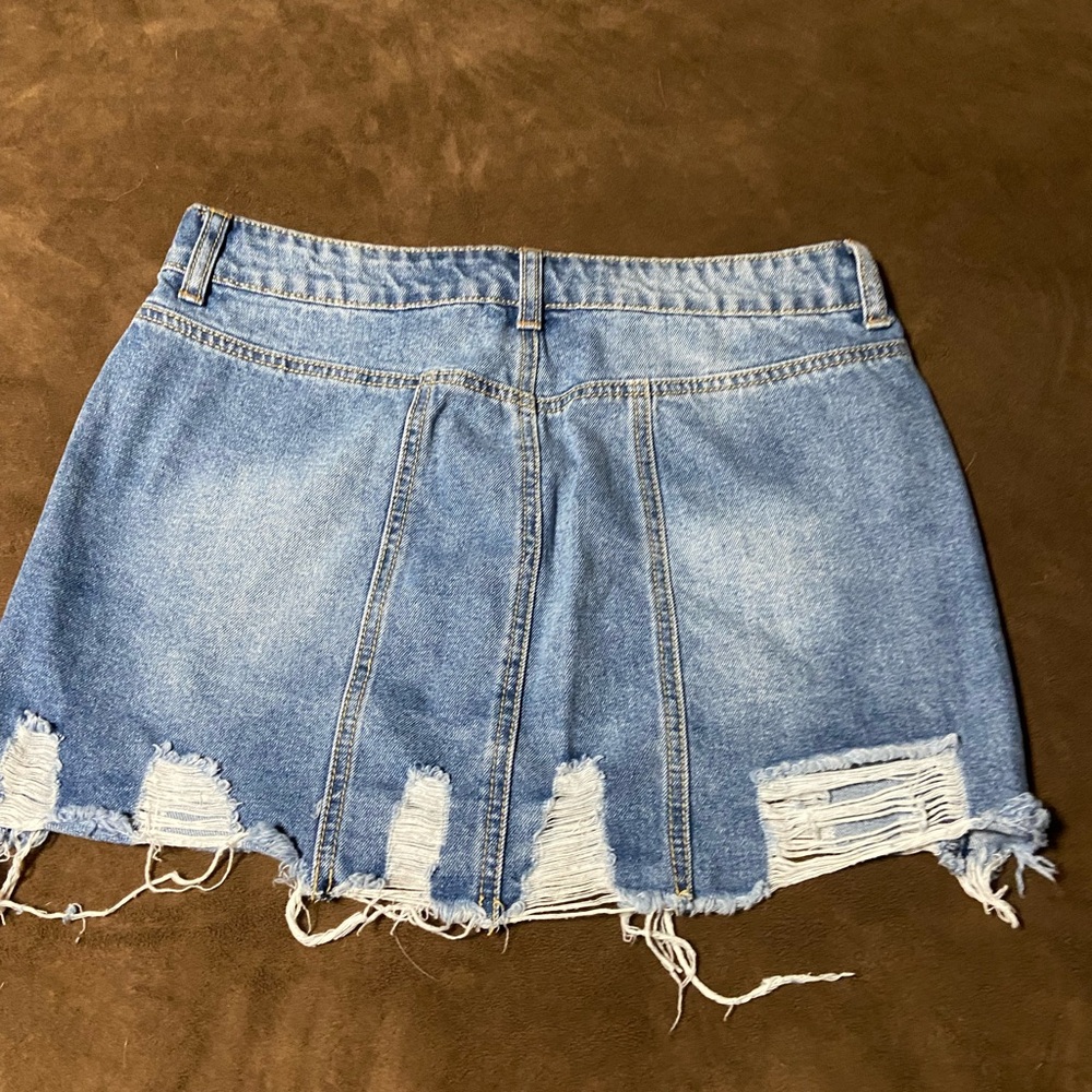Litz Distressed Denim Mini Skirt size medium - Picture 7 of 8